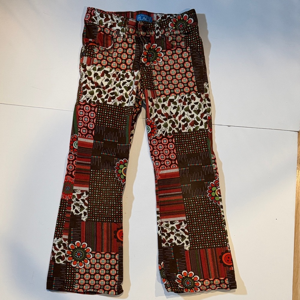 Girls 6 70s Hippie Boho The Children's Place Multicolor Patterned Pants wide leg